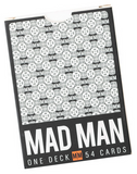 Card deck packaging with 'Mad Man' branding and card design.