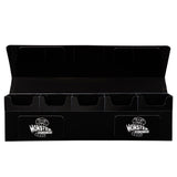 Black display tray with Monster Energy branding on a white background