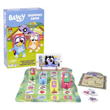 Blu ey Grannies Game with colorful components and packaging on a white background