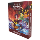 Avatar: Legends starter set packaging with characters and 'Avatar' branding.
