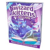 Wizard Kittens card game box with a blue cat character on a purple background