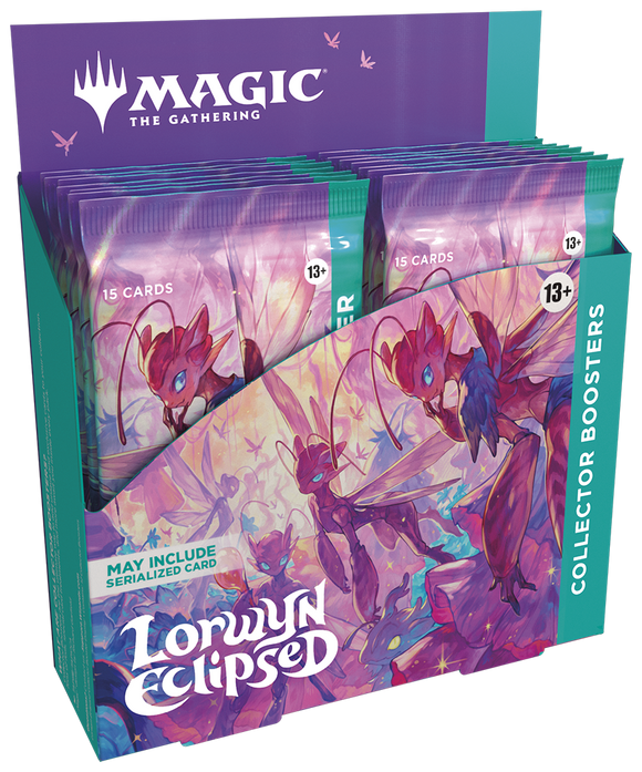 Collection of 'Lorwyn Eclipsed' trading card packs with 'Magic: The Gathering' branding.