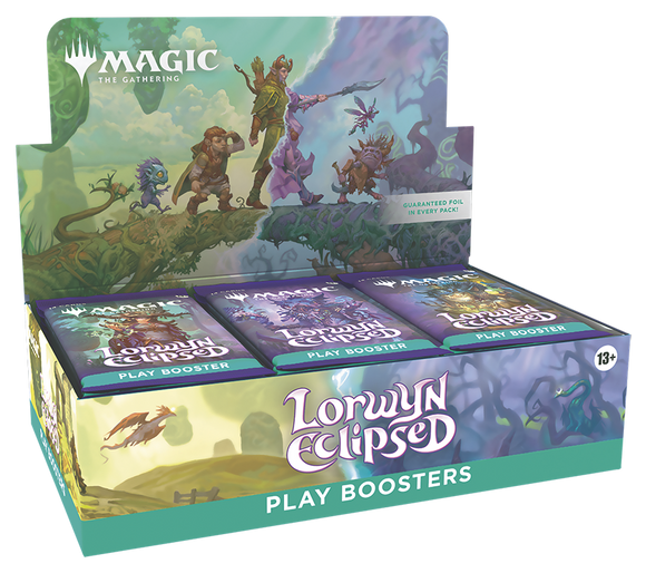 Box of 'Lorwyn Eclipsed' play boosters for 'Magic: The Gathering' on a white background