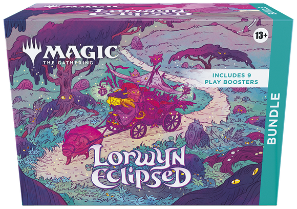 Board game box for 'Magic: The Gathering' featuring 'Lorwyn Eclipsed' with colorful artwork and text.