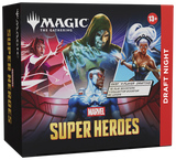 Box of 'Magic: The Gathering' Marvel Super Heroes Draft Night featuring characters from Marvel.
