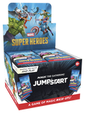 Marvel Super Heroes Magic the Gathering Jumpstart game box with superhero characters on a blue background.