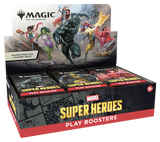 Marvel Super Heroes Play Boosters packaging with characters on a white background