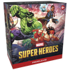 Marvel Super Heroes toy set packaging with characters and 'Prerelease' text on a black background