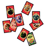 Set of UNO cards with character illustrations on a white background