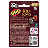 UNO card game packaging featuring 'The Lord of the Rings' theme on a white background