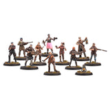 Set of miniature figures on round bases with a white background
