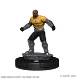 Marvel superhero figurine in yellow and black outfit on a white background