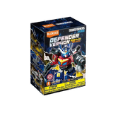 Blokees Transformers Defender Version 18 Mini Stars toy packaging box, featuring a red, blue, and yellow robot design on a dark space-themed background.