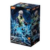 Blokees Naruto 1/12 scale collectible figure of Kakashi Hatake in its original packaging, featuring dynamic blue lightning artwork on a black background.