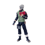 A Naruto anime action figure of a character holding a red book, set against a plain white background.