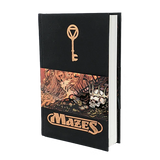 Black book titled 'Mazes' with a key symbol on cover