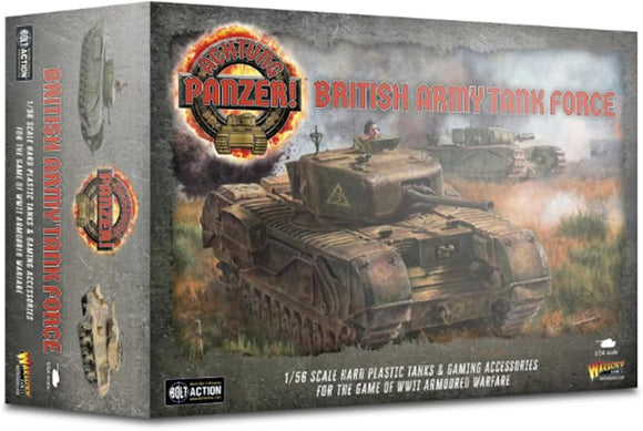 Box for 'British Army Tank Force' from Wargames Factory featuring a tank and game box design.