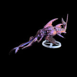 Metallic dragon sculpture on a black background