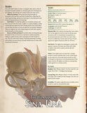 Dungeon and Dragons creature sheet for Sigrin with illustration and text on a textured background.