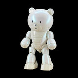 White robot bear toy on a black background