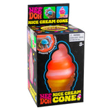 Nee Doh Nice Cream Cone toy in its original black packaging box, featuring a colorful swirl design resembling soft-serve ice cream.