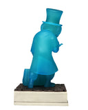 Blue statue with a top hat on a white background
