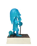 Blue figurine of a character with long hair and chains on a white background
