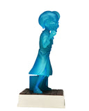 Blue figurine on a white background