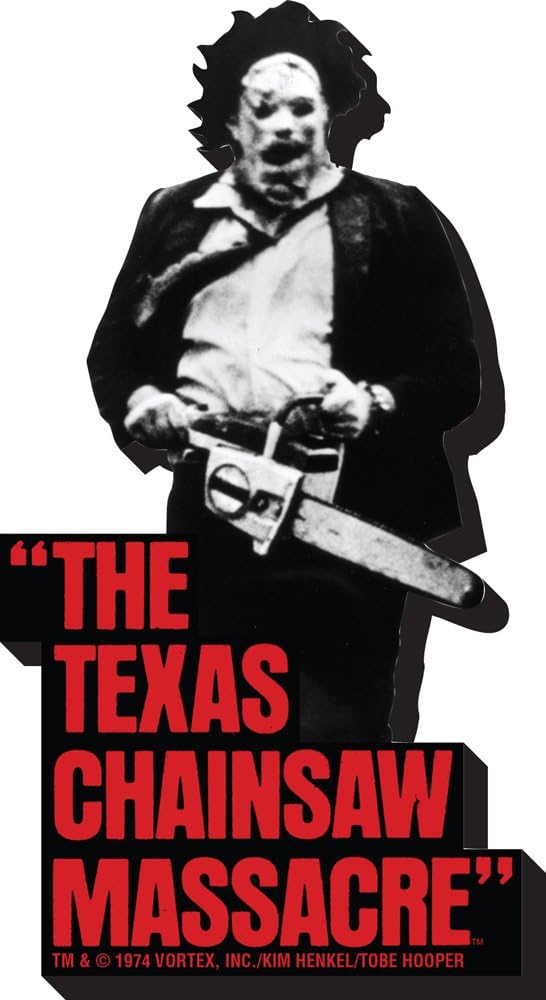 Poster of a character holding a chainsaw with 'The Texas Chainsaw Massacre' text below.