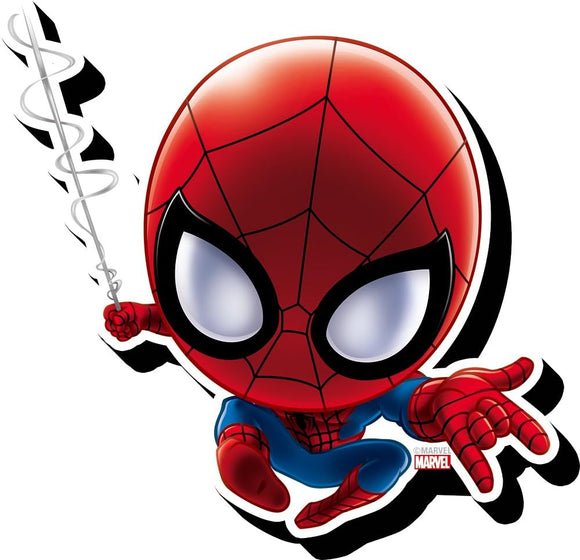 Cartoon Spider-Man character with a red and blue suit on a white background