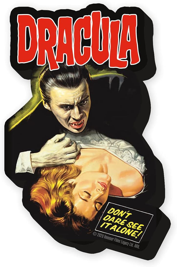 Vintage-style 'Dracula' poster with a dark background and text.