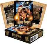 Harry Potter themed playing cards with character images on the cover