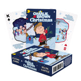 Charlie Brown Christmas playing cards with box on a white background
