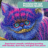 Colorful puzzle with a cat design, labeled 'Precision Fit and Premium Quality'.