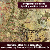 Jigsaw puzzle with a map design and text about quality and durability.