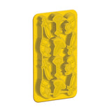 Yellow chocolate mold with knight designs on a white background