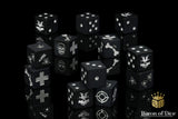 Baron of Dice: Assassin d6 Skirmish Dice Sets Matte Black/Metallic Silver