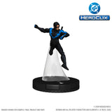 Superhero figurine with black and blue costume on a white background, featuring the Heroclix logo.