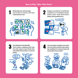 Instructions for playing 'Nine Tiles Panic' game on a pink background
