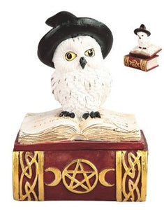 Owl on Book Trinket Box - Red