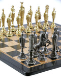 Chess Set - Renaissance Metal Men on Ebony/Maple Chess Board