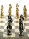Chess Set - Florence Metal Men on Grey Briarwood Chess Board