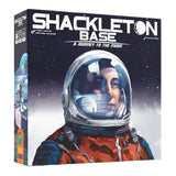 Board game box titled 'Shackleton Base: A Journey to the Moon' with an astronaut illustration on a dark space-themed background.
