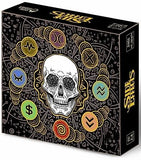 Skull-themed product packaging with symbols and Side Effects text on a black background