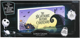 Disney Tim Burton's The Nightmare Before Christmas logo light in its original packaging, featuring Jack Skellington and a depiction of the illuminated sign with the movie's artwork.