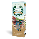 Board game box for 'Win' by Chris Handy with horse racing illustration on a white background