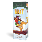Box of 'Nut' game by Chris Handy with a cartoon squirrel and colorful nuts on a white background