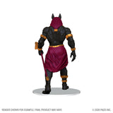 Fantasy figurine with black and purple attire on a white background