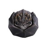 Geometric dragon head sculpture on a white background