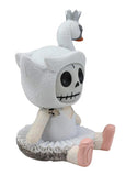 Plush toy with a skeleton design and swan on a white background